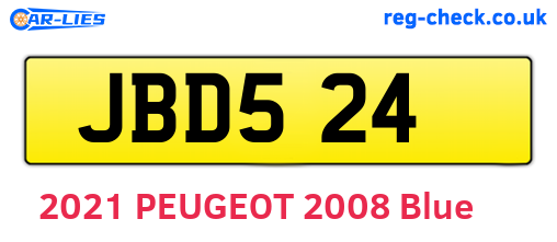 JBD524 are the vehicle registration plates.