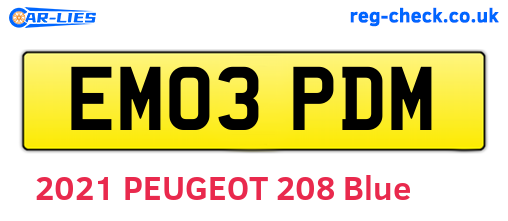 EM03PDM are the vehicle registration plates.