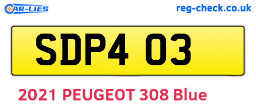 SDP403 are the vehicle registration plates.