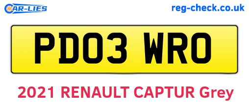 PD03WRO are the vehicle registration plates.