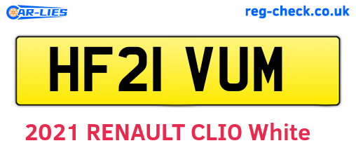 HF21VUM are the vehicle registration plates.