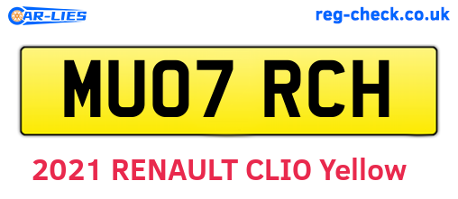 MU07RCH are the vehicle registration plates.