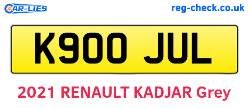 K900JUL are the vehicle registration plates.