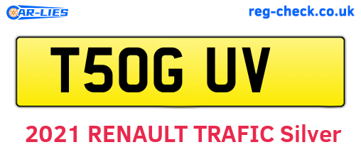 T50GUV are the vehicle registration plates.