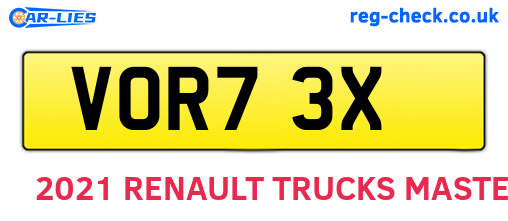 VOR73X are the vehicle registration plates.