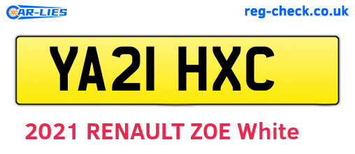 YA21HXC are the vehicle registration plates.