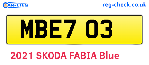 MBE703 are the vehicle registration plates.