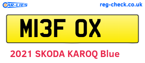 M13FOX are the vehicle registration plates.