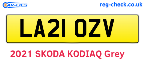 LA21OZV are the vehicle registration plates.
