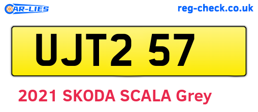 UJT257 are the vehicle registration plates.