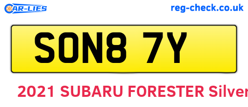SON87Y are the vehicle registration plates.
