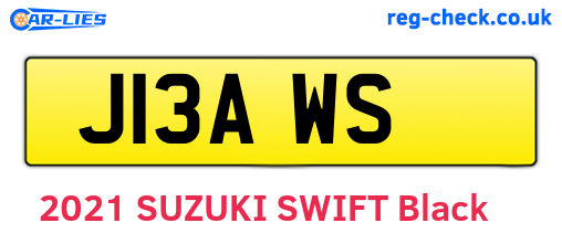 J13AWS are the vehicle registration plates.