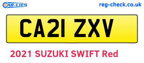 CA21ZXV are the vehicle registration plates.