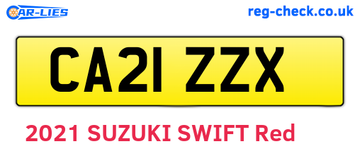 CA21ZZX are the vehicle registration plates.