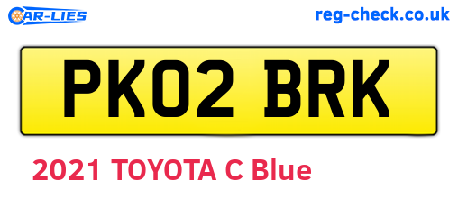 PK02BRK are the vehicle registration plates.