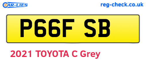 P66FSB are the vehicle registration plates.