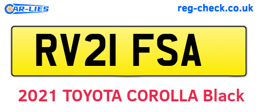 RV21FSA are the vehicle registration plates.