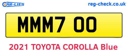MMM700 are the vehicle registration plates.