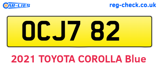OCJ782 are the vehicle registration plates.