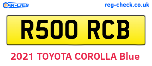 R500RCB are the vehicle registration plates.