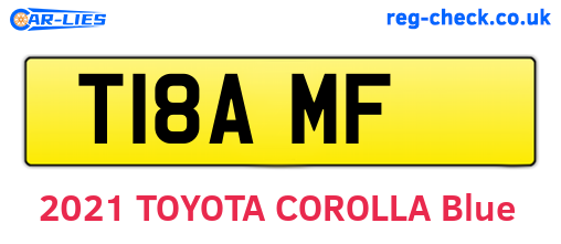 T18AMF are the vehicle registration plates.