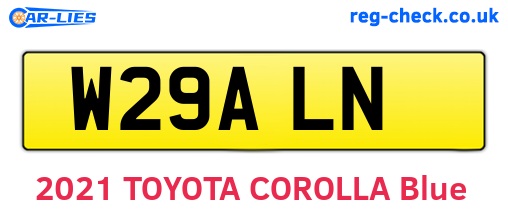 W29ALN are the vehicle registration plates.
