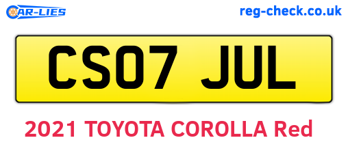 CS07JUL are the vehicle registration plates.
