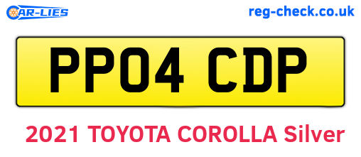 PP04CDP are the vehicle registration plates.