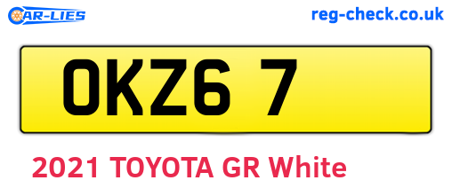 OKZ67 are the vehicle registration plates.