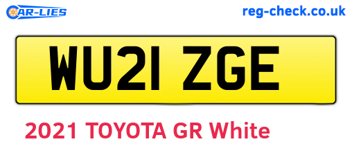 WU21ZGE are the vehicle registration plates.
