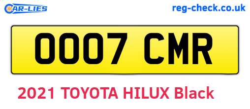 OO07CMR are the vehicle registration plates.