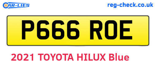 P666ROE are the vehicle registration plates.