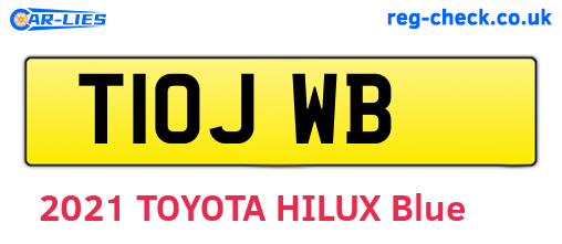 T10JWB are the vehicle registration plates.