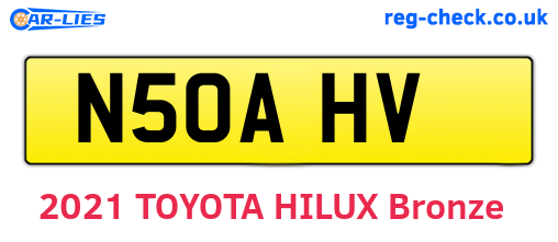 N50AHV are the vehicle registration plates.