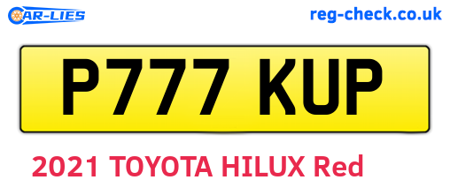 P777KUP are the vehicle registration plates.