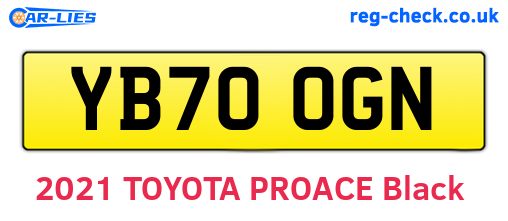 YB70OGN are the vehicle registration plates.
