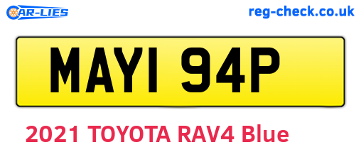 MAY194P are the vehicle registration plates.