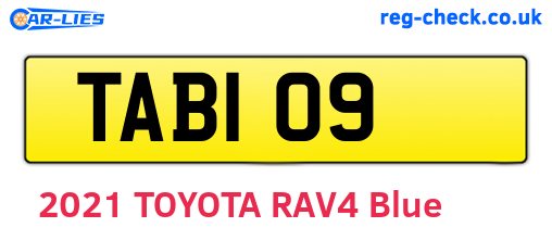 TAB109 are the vehicle registration plates.