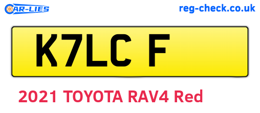 K7LCF are the vehicle registration plates.