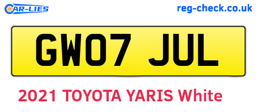 GW07JUL are the vehicle registration plates.