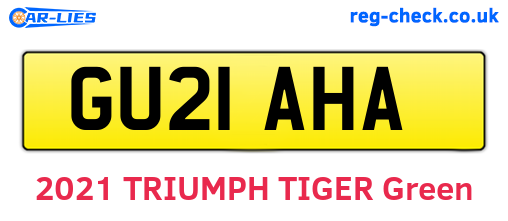 GU21AHA are the vehicle registration plates.