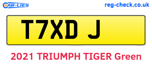 T7XDJ are the vehicle registration plates.