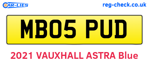 MB05PUD are the vehicle registration plates.