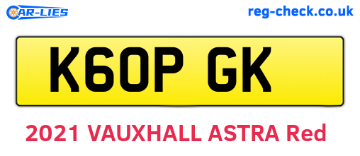 K60PGK are the vehicle registration plates.