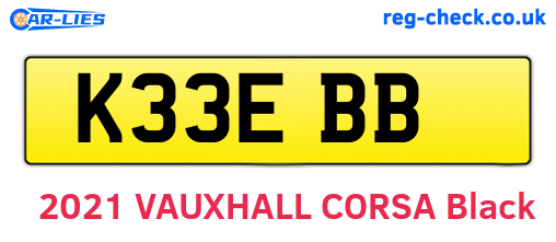 K33EBB are the vehicle registration plates.