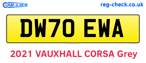 DW70EWA are the vehicle registration plates.