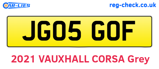 JG05GOF are the vehicle registration plates.