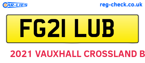 FG21LUB are the vehicle registration plates.