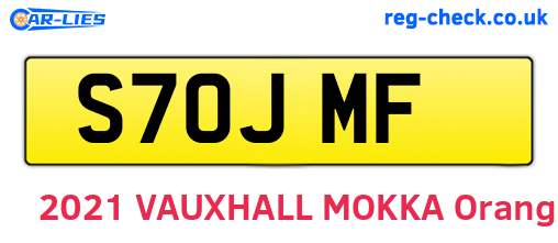 S70JMF are the vehicle registration plates.