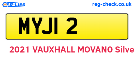 MYJ12 are the vehicle registration plates.